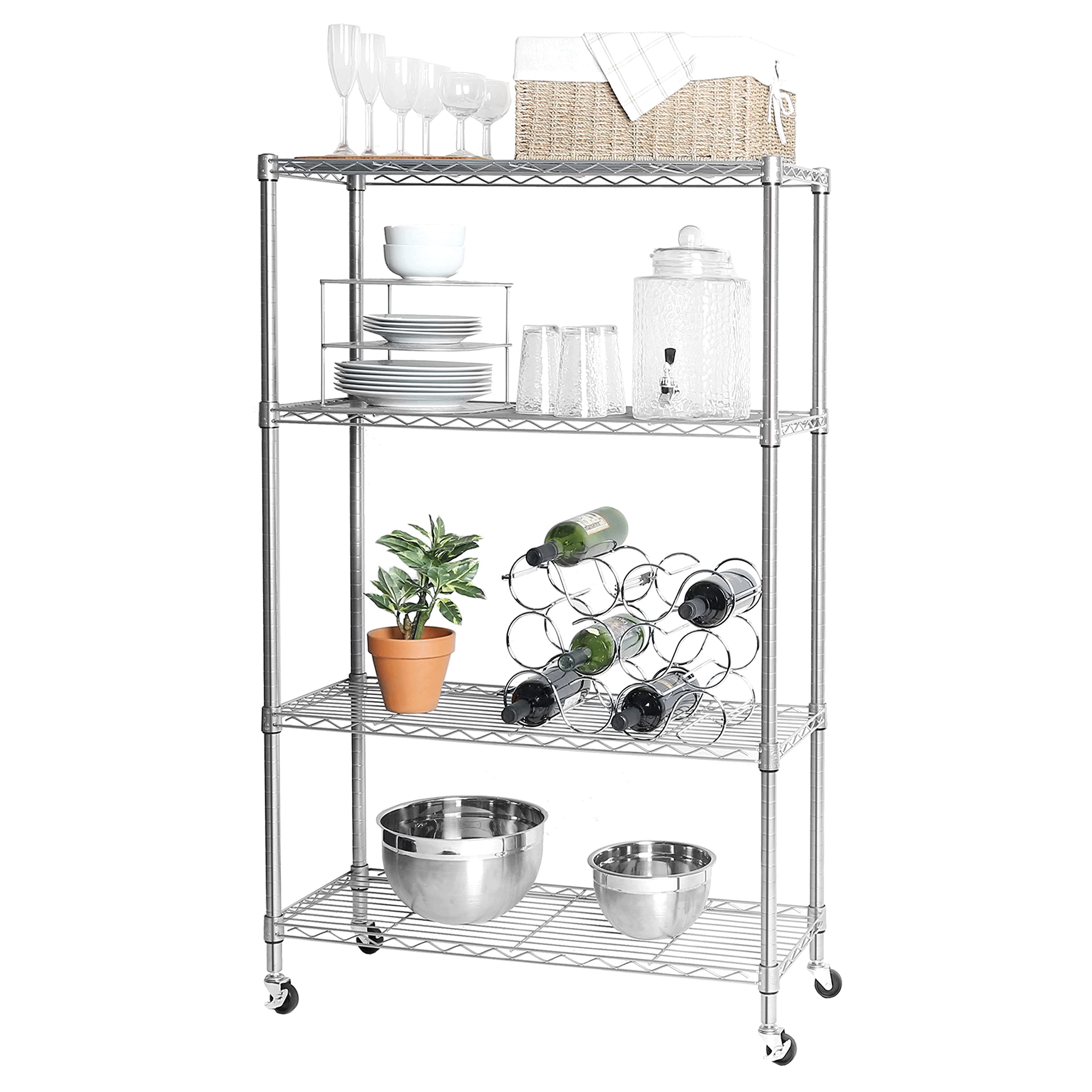 Seville Classics Solid Steel Wire Shelving Storage Unit Adjustable Shelves Organizer Rack, for Home, Kitchen, Office, Garage, Be