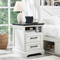ACCOHOHO 18 Farmhouse Nightstand with Charging Station,End Table with 2 Drawers Storage,Side Table,Bedside Cabinet for Bedroom,L