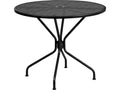 Flash Furniture Oia Commercial Grade 35.25 Round Sky Blue Indoor-Outdoor Steel Patio Table with Umbrella Hole