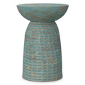 SIMPLIHOME Boyd SOLID MANGO WOOD 13 Inch Wide Round Contemporary Wooden Accent Table in Teal Wash, Fully Assembled, For the Livi