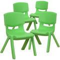 Flash Furniture Whitney 4 Pack Green Plastic Stackable School Chair with 10.5 Seat Height