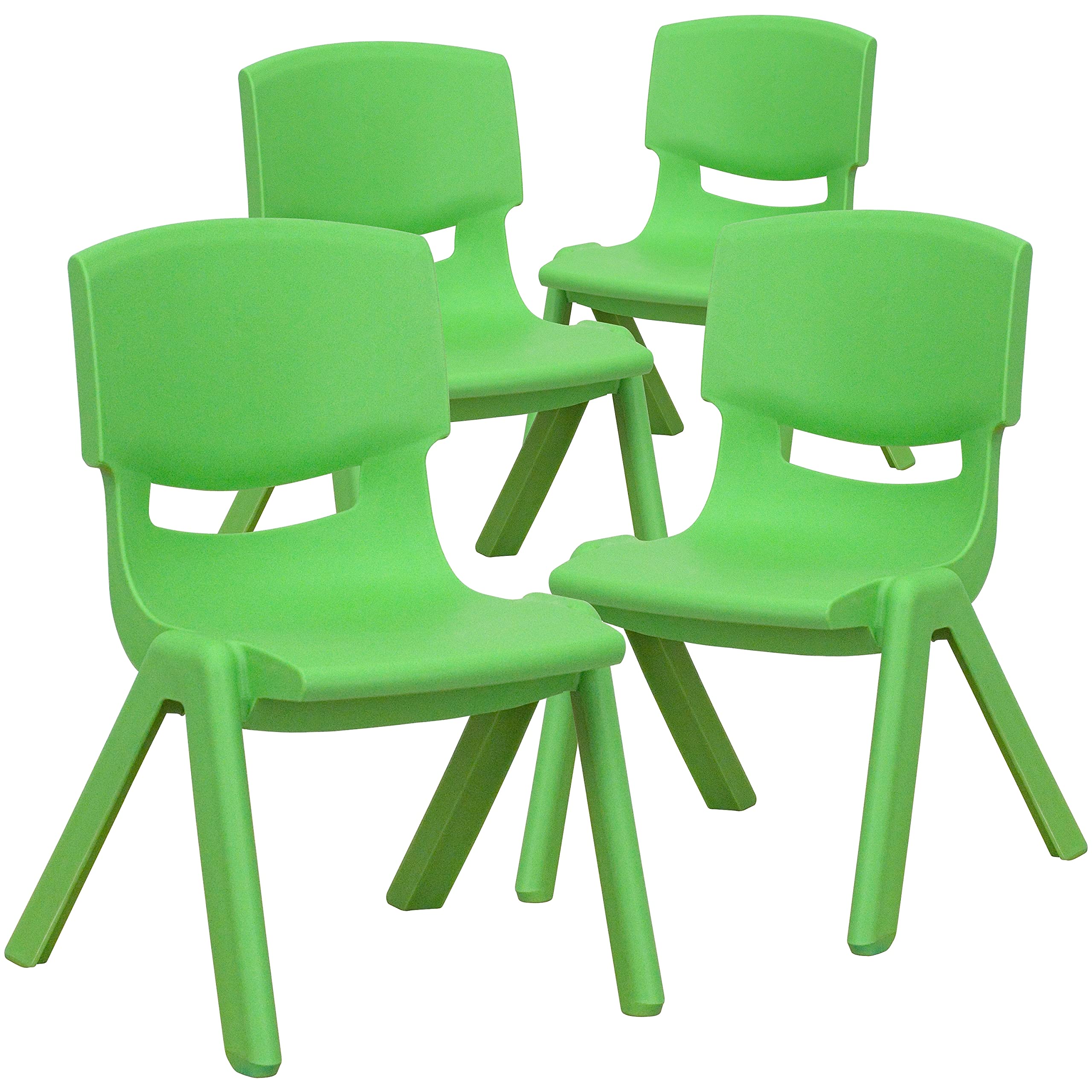 Flash Furniture Whitney 4 Pack Green Plastic Stackable School Chair with 10.5 Seat Height