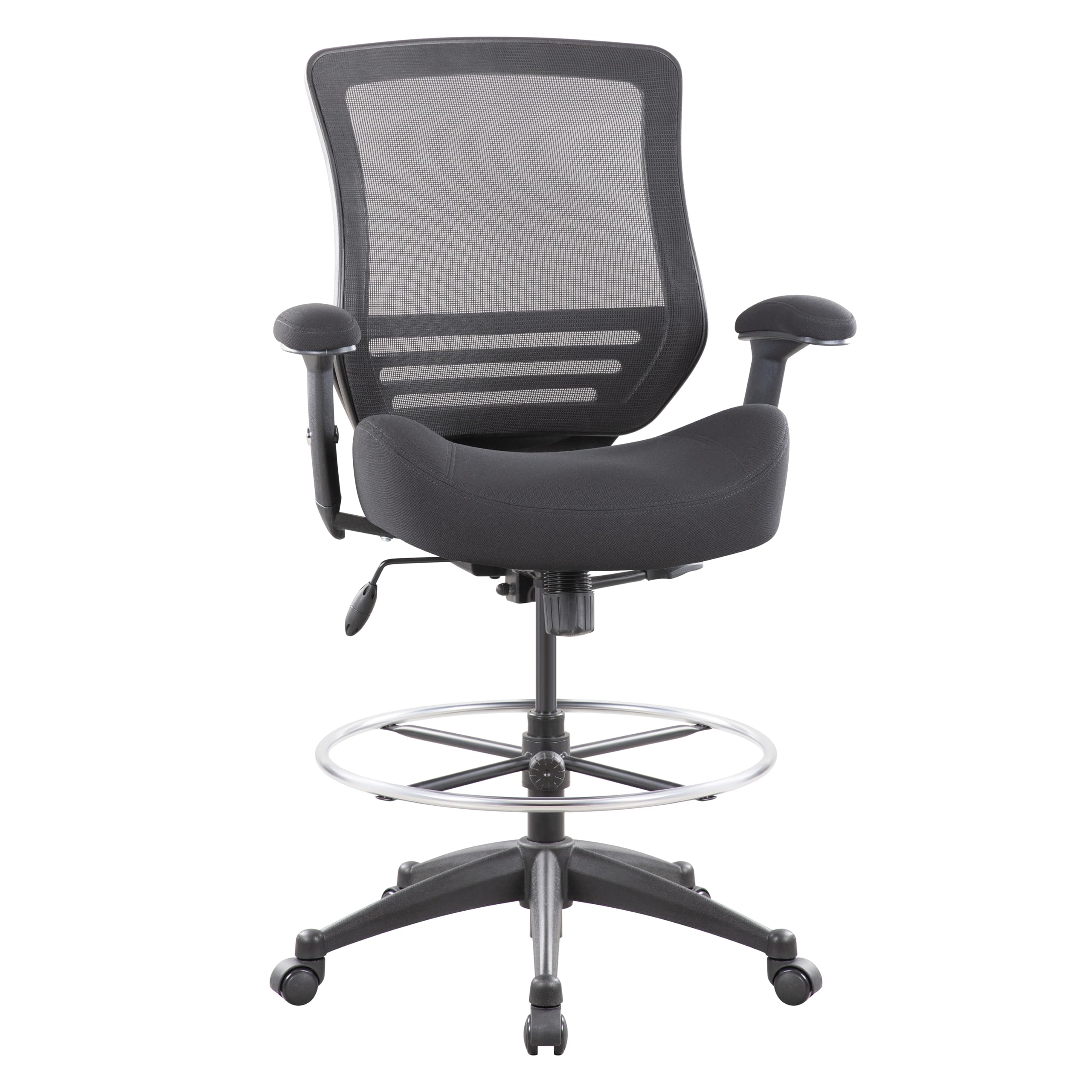 BOLISS 400lbs Mesh Ergonomic Office Drafting Chair Big Adjustable Foot Ring Height Adjustable Armrest (Black)