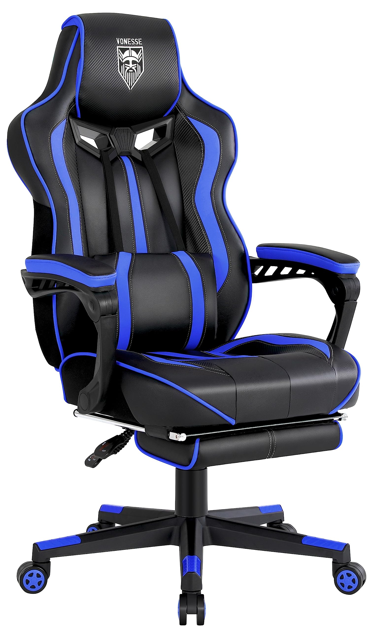 Vonesse Reclining Gaming Chair with Footrest Gaming Computer Chair with Massage Recliner Computer Chair Big and Tall Gaming Chai