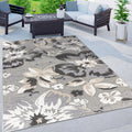 Rugshop Bergamo Contemporary Floral Non-Shedding Easy Cleaning Patio Deck Backyard Indoor/Outdoor Area Rug 5 x 7 Gray