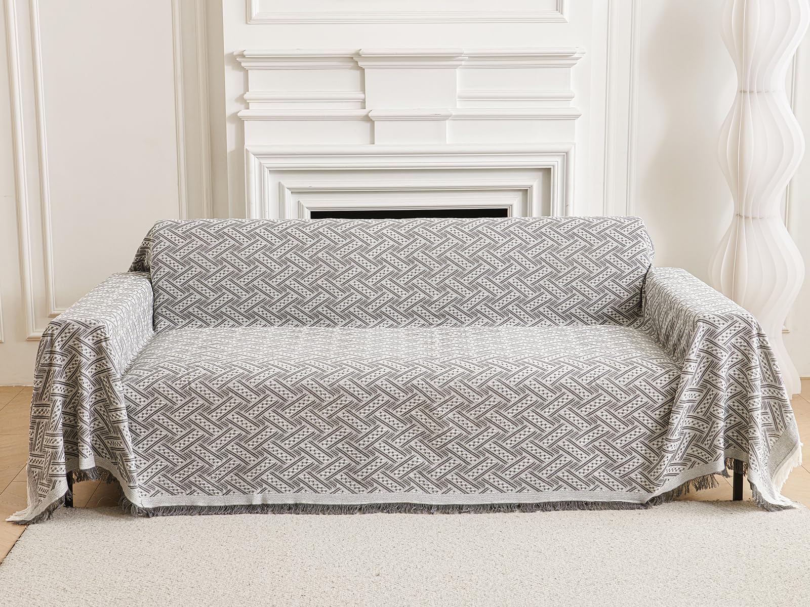 AIVIA Couch Cover Sheet Blanket, Oversized Reversible Covers for 3 Cushion Sofa, Large Furniture Decoration Slipcovers, L-Shape 