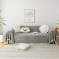 HANDONTIME Couch Slipcovers for Sofas Dark Grey Couch Cover Sofa Cover for Dogs Boho Pet Couch Protector with Tassel Couch Throw