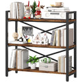 Homeiju 3 Tier Bookshelf 31.49 Width, Wood and Metal Etagere Bookcase, Vintage Farmhouse Modern Wooden Big Book Shelf for Home L