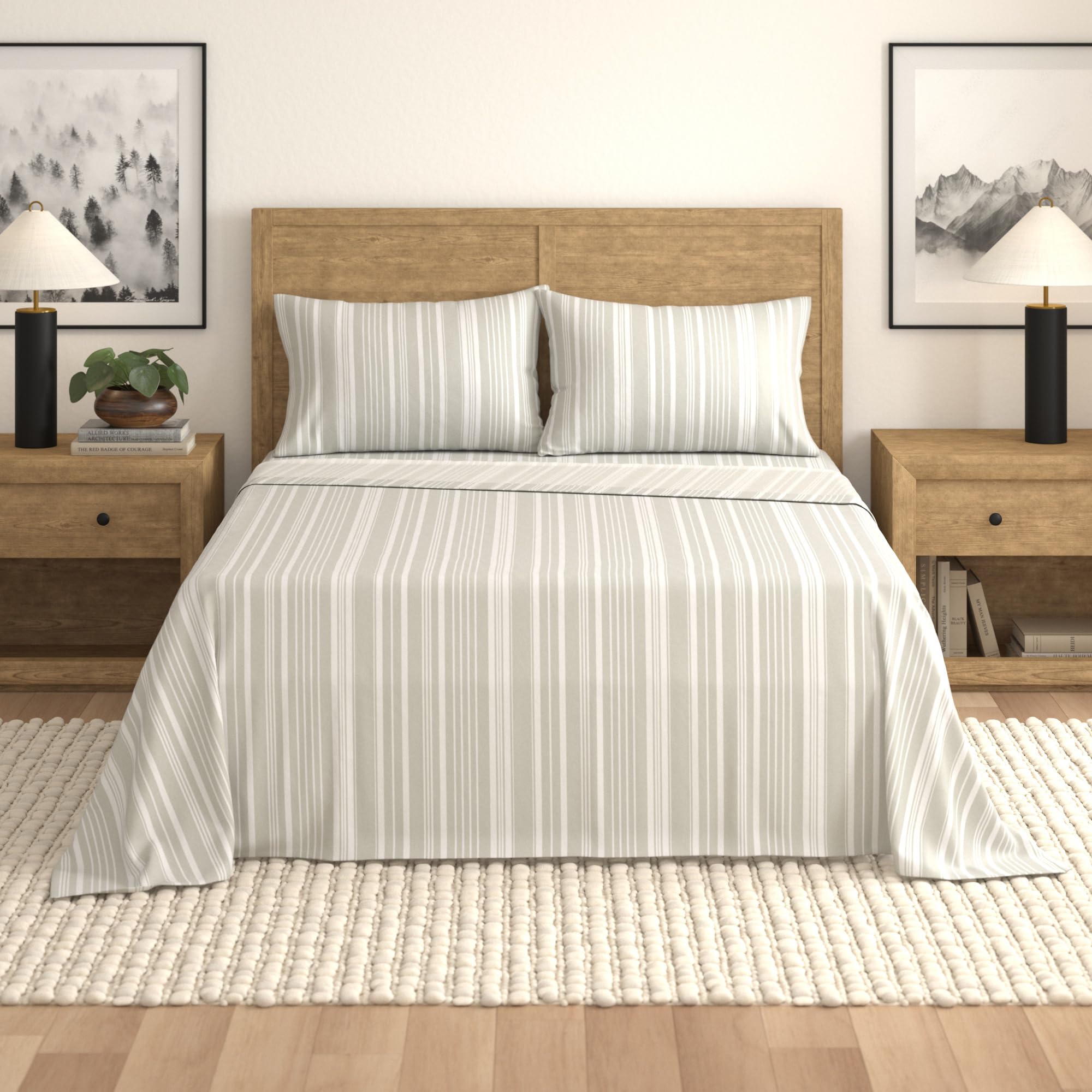 Great Bay Home 4-Piece Full Coastal Microfiber Sheet Set - Nautical-Printed, Ultra-Soft Sheets - Beach-Themed Bedding Sheets & P