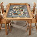 Board Game Table with Removable Table Top, Seats 4 to 6 Players with 57in x 33in Play Area, Includes Play Mat, Detachable Cup Ho
