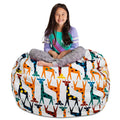 Posh Stuffable Kids Stuffed Animal Storage Bean Bag Chair Cover - Childrens Toy Organizer, X-Large-48 - Canvas Giraffes on White