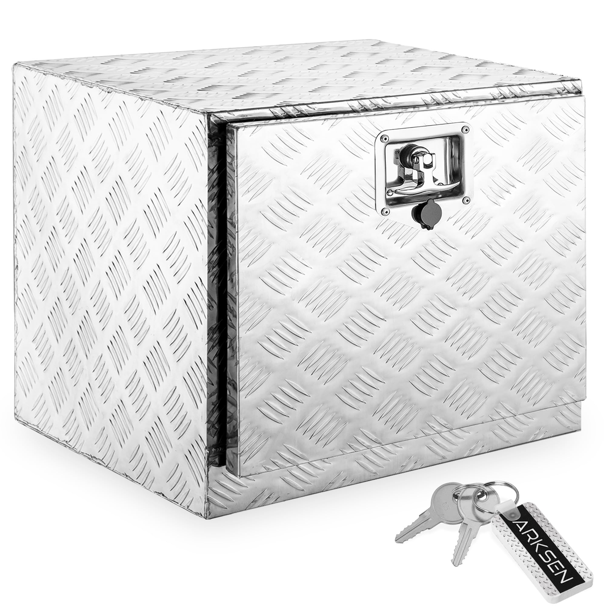 ARKSEN 18 Inch Heavy Duty Aluminum Bar Tread Tool Underbody Box, Waterproof Square Truck Storage Organizer Chest for Pick Up Tru