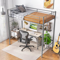 Giantex Metal Loft Bed Twin Size, Heavy Duty Metal Loft Bed Frame with Dual Ladders & Safety Guardrail, No Box Spring Needed, Sp