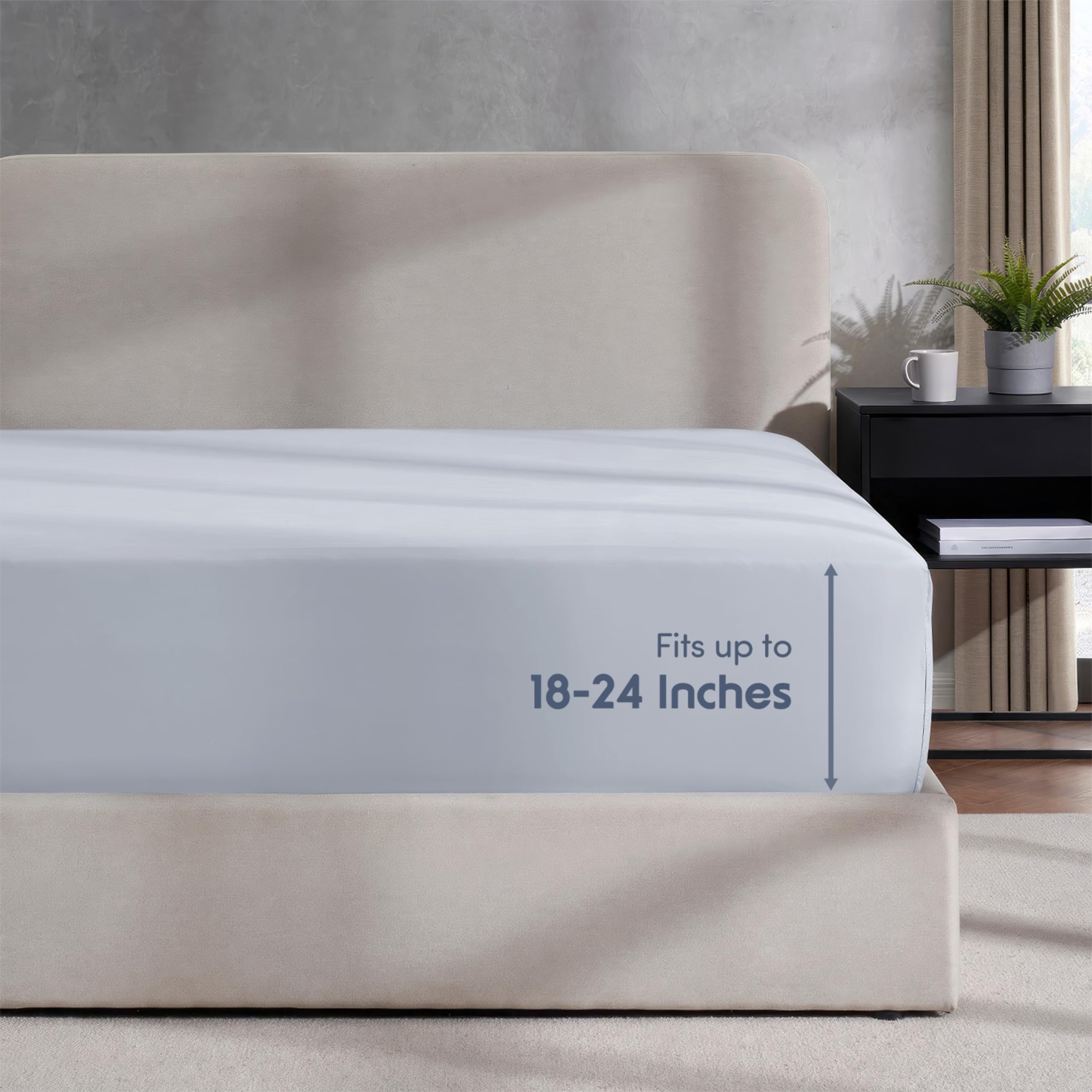 Nestl Extra Deep Pocket Full Fitted Sheet, Ice Blue Full Size Fitted Sheet Only, 1800 Microfiber Fitted Bed Sheet, Ultra Soft Fu