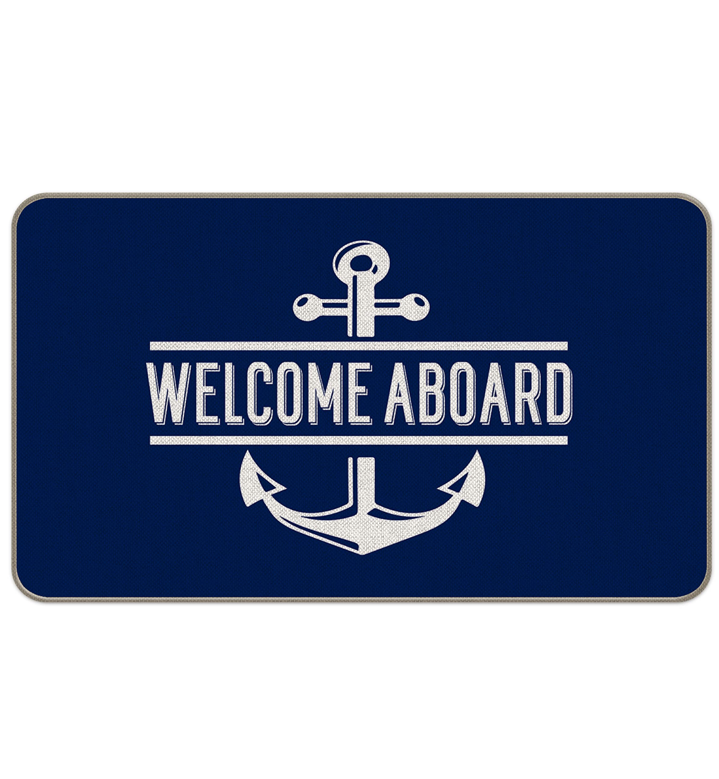 MIXDING Welcome Aboard Anchor Anchor Funny Quotes Entrance Door Mat 17x30 Inch Doormats Decor, Nautical Lake House Front Door Po