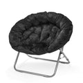 Urban Lifestyle Oversized Micromink Moon Saucer Chair, Black - 37 L x 30 W X 30 D