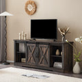AMERLIFE 66  Farmhouse TV Stand for 75 Inches TVs, Entertainment Center with Sliding Barn Door and Adjustable Shelf & Feet, Cons