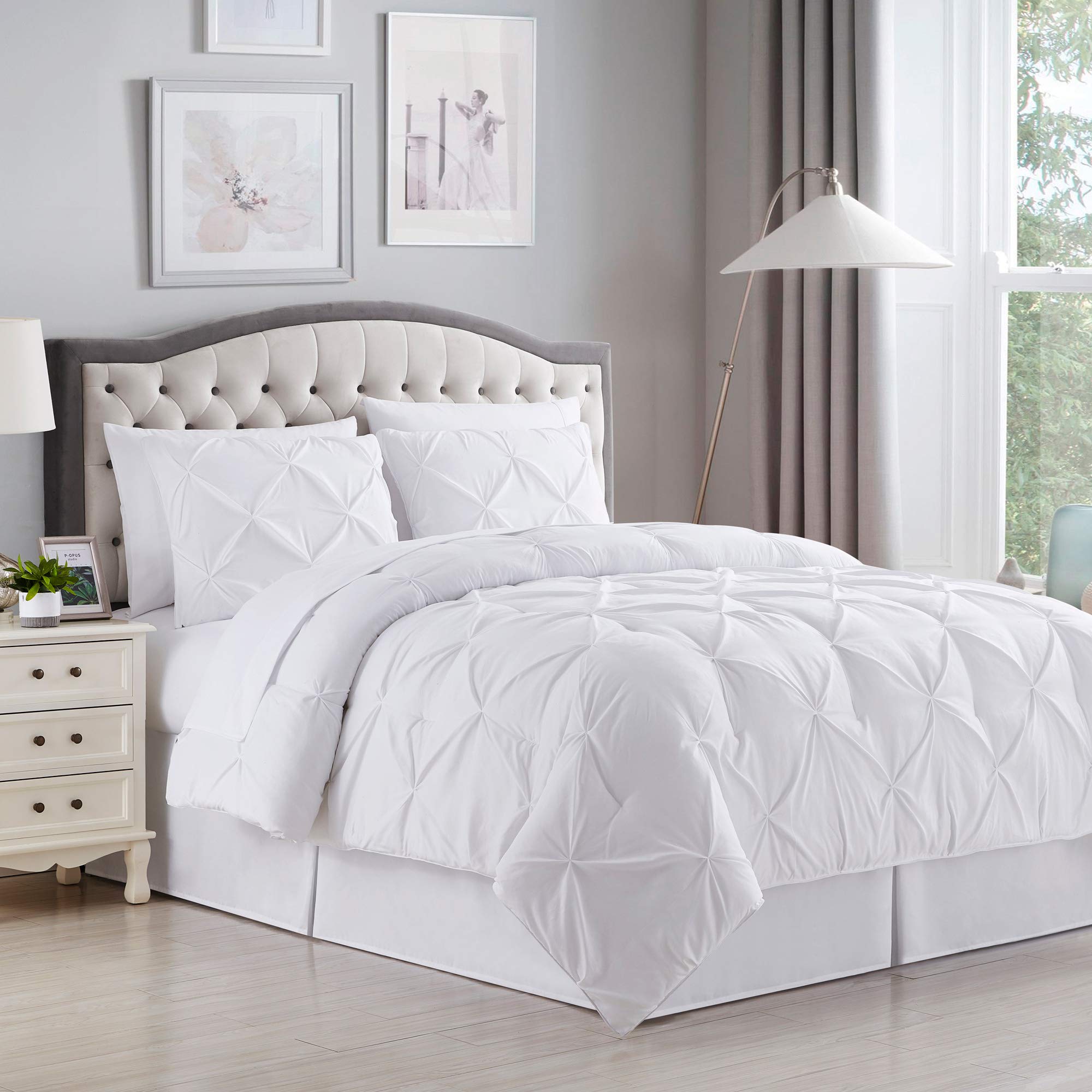 Sweet Home Collection 8 Piece Comforter Set Bag with Pintuck Design (Pack of 3)