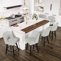AMICLIBER Counter Height Swivel Bar Stools Set of 6, 26 Inch Bar Stools with Footrest, Linen Fabric Upholstered Barstools with B