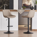 YOUNIKE Bar Stools Set of 2 for Kitchen Island, Khaki Swivel Tall Barstools, Adjustable Bar Stool with Back, Faux Leather Padded