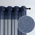 Navy Blue Curtains 63 Inch Length for Kids Bedroom 2 Panel Grommet Light Filtering Faux Linen Lightweight Coastal Farmhouse Shee