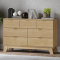 BORNOON Fluted 7 Drawer Dresser, 47.2  Wide Modern Boho Chest of Drawers, Wooden Storage Dresser TV Stand for Bedroom, Living Ro