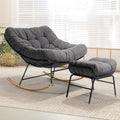 Bme Patio Rocking Chair Outdoor & Indoor, Metal Patio Lounge Rocking Chair with Thick Cushion, Comfy Modern Rocker Chair for Liv