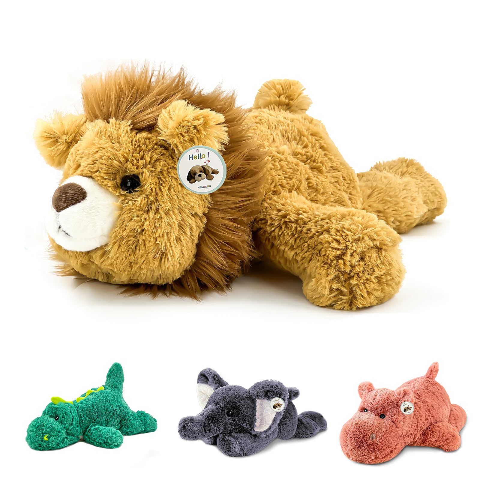 YOUBLEK 16 | 2 Pounds Yellow Lion Weighted Stuffed Animals,Sensory Comfort Plush Throw Pillow Toy,Kawaii Plushies Hugging Toy Gi