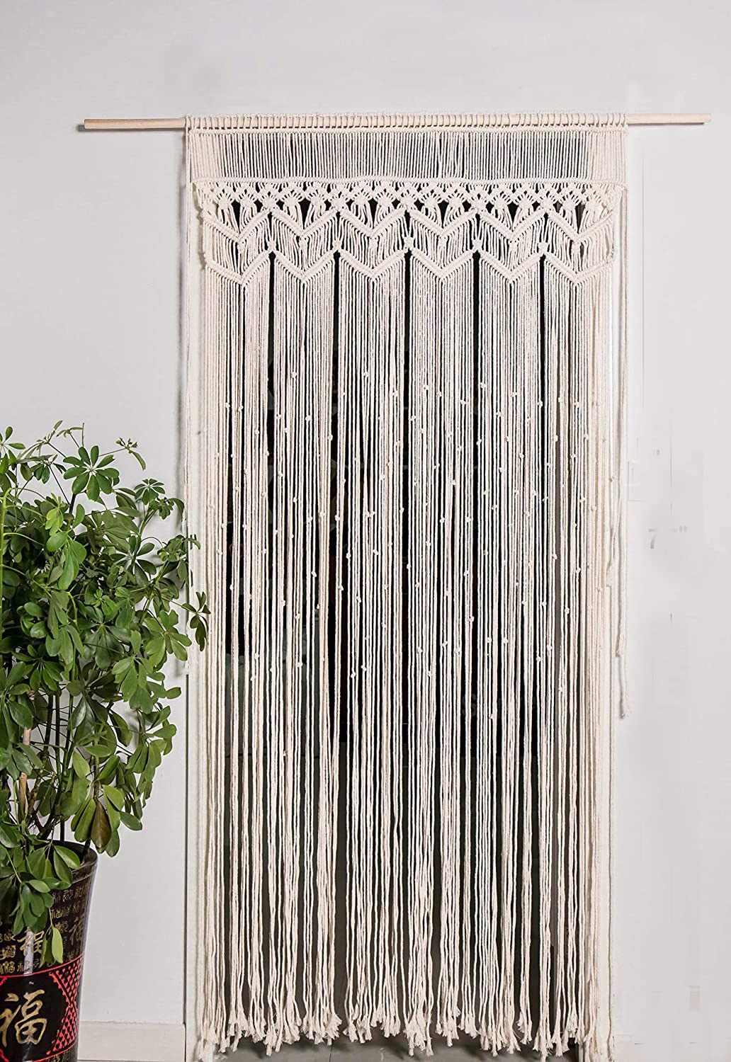 Hysunland Macrame Doorway Curtains Room Divider Hallway Closet Door Curtain Grommet Drapes for Bedroom Window Bohemian Decor, 82