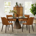 COLAMY Upholstered Dining Chairs Set of 4, Modern PU Leather Dining Room Kitchen Side Chair with Padded Seat and Wood Legs Resta