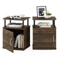 Furinno JAYA End Side Sofa Table/Nightstand with Door, 2-Pack, PVC Tubes, Columbia Walnut/Black