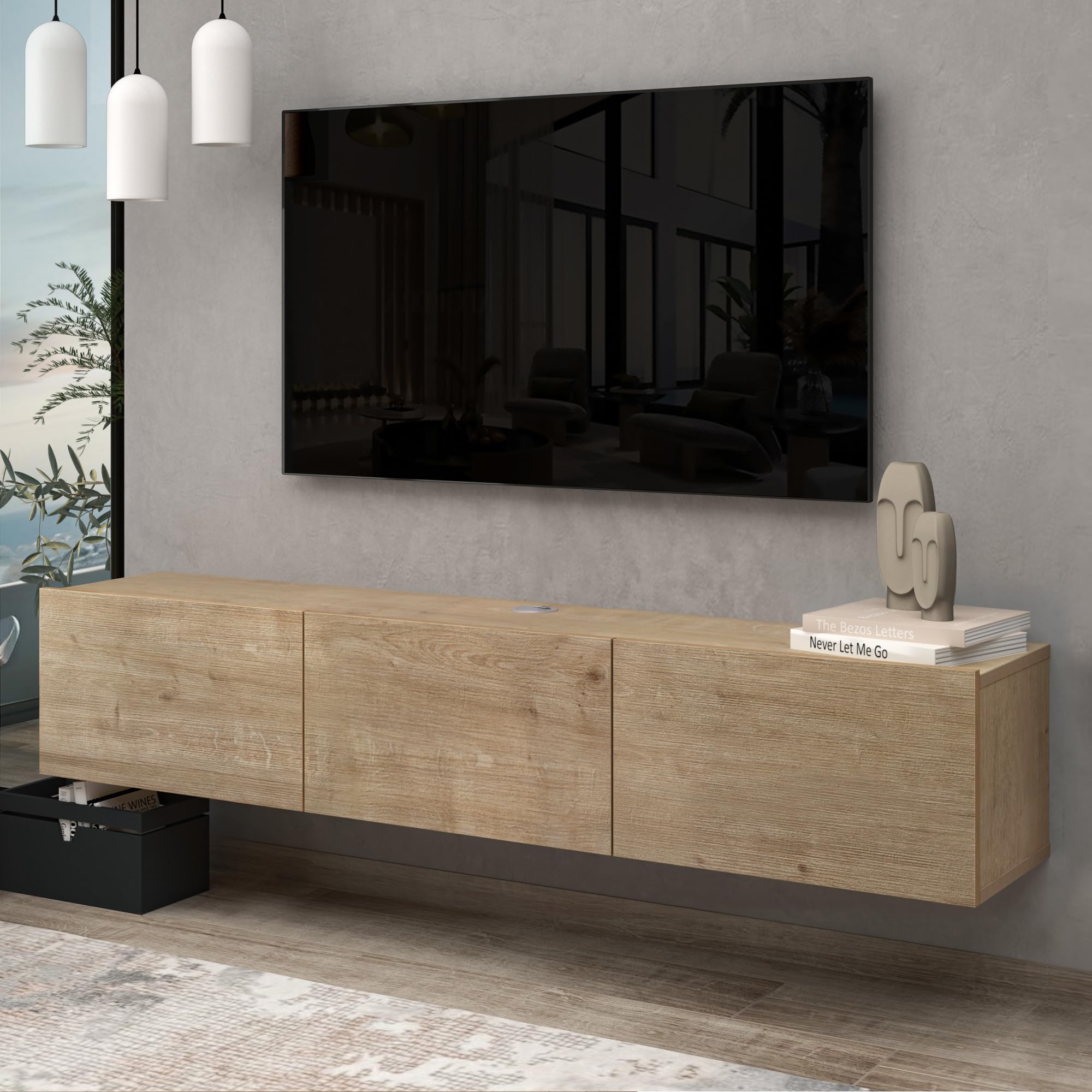 Atelier Mobili Floating TV Stand, TV Stand up to 75 inch TV, Floating TV Stand Wall Mounted, Floating Entertainment Center, Floa