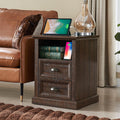IFGET Nightstand with Charging Station, 2 Drawer Dresser for Bedroom, Farmhouse Small Dresser with Drawers, Wood Rustic End Tabl