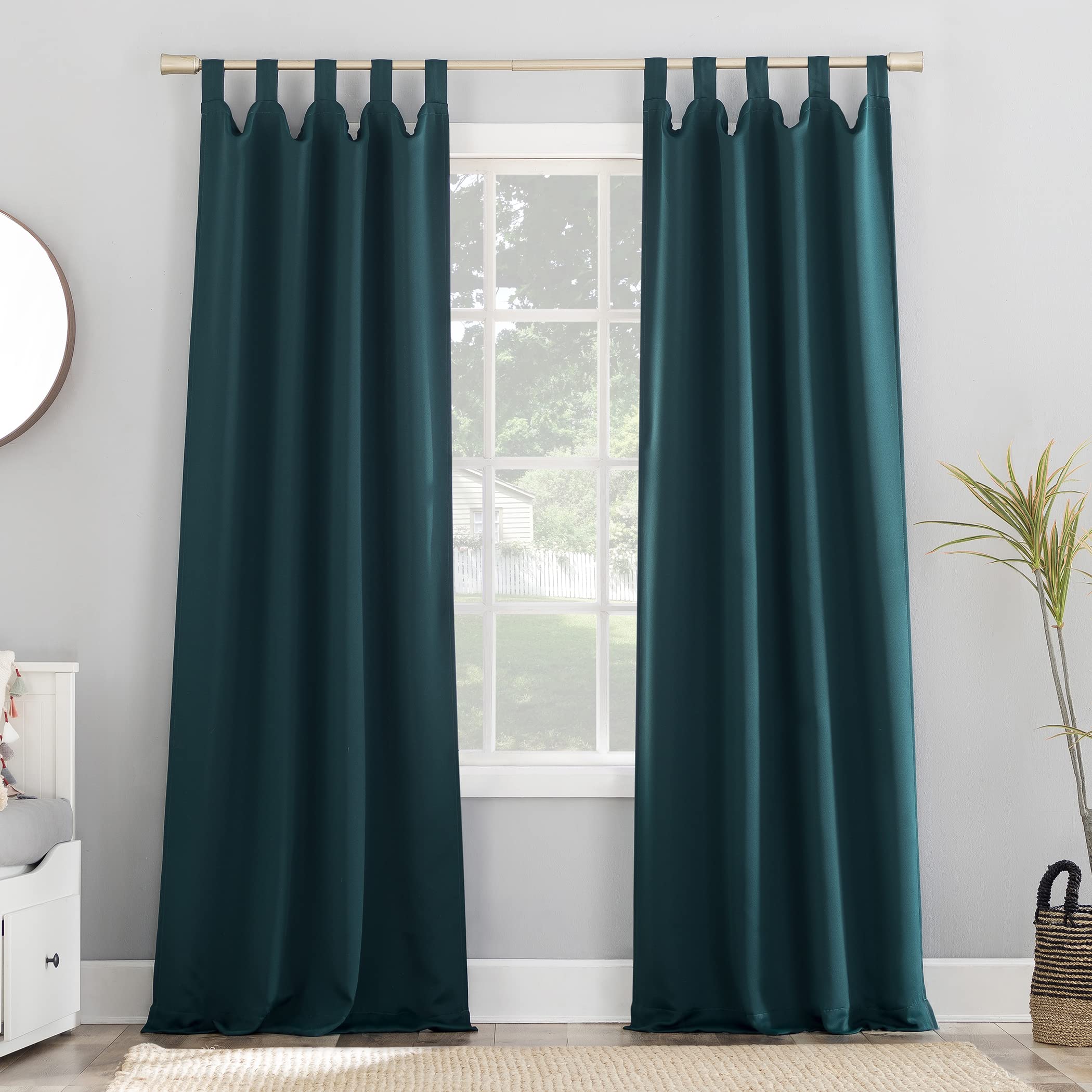 Sun Zero Easton Energy Saving Blackout Tab Top Curtain Panel, 40 x 84, Teal