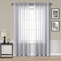 Grey Sheer Curtains 84 Inches Long for Bedroom 2 Panels Set Window Drapes for Living Room 84 Inch Length Gray