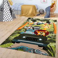 Paco Home Kids Rug for Nursery with Jungle Animals on Safari in Green, Size: 311 x 57