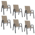 Patio Dining Chairs Set of 6, Outdoor Stackable Dining Chairs for All Weather 330lbs Capacity Heavy Duty Textilene Fabric Rustpr
