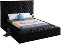 Meridian Furniture Bliss Collection Modern | Contemporary Velvet Upholstered Bed with Deep Button Tufting and Storage Compartmen