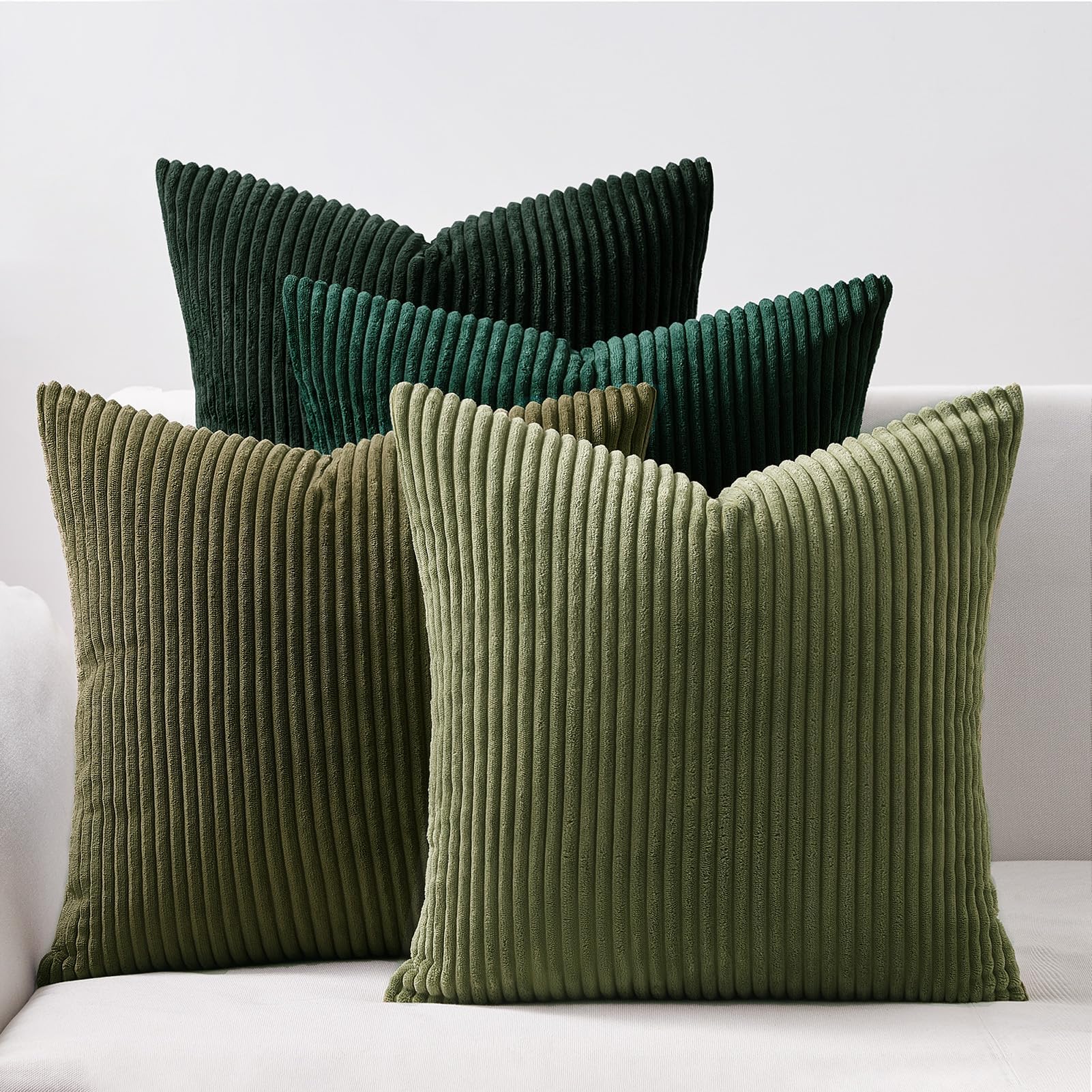 Topfinel Corduroy Throw Pillow Covers Pack of 2 Gray 16x16 No Insert with Hidden Zipper | Decorative Cushion Covers for Fall, Ha
