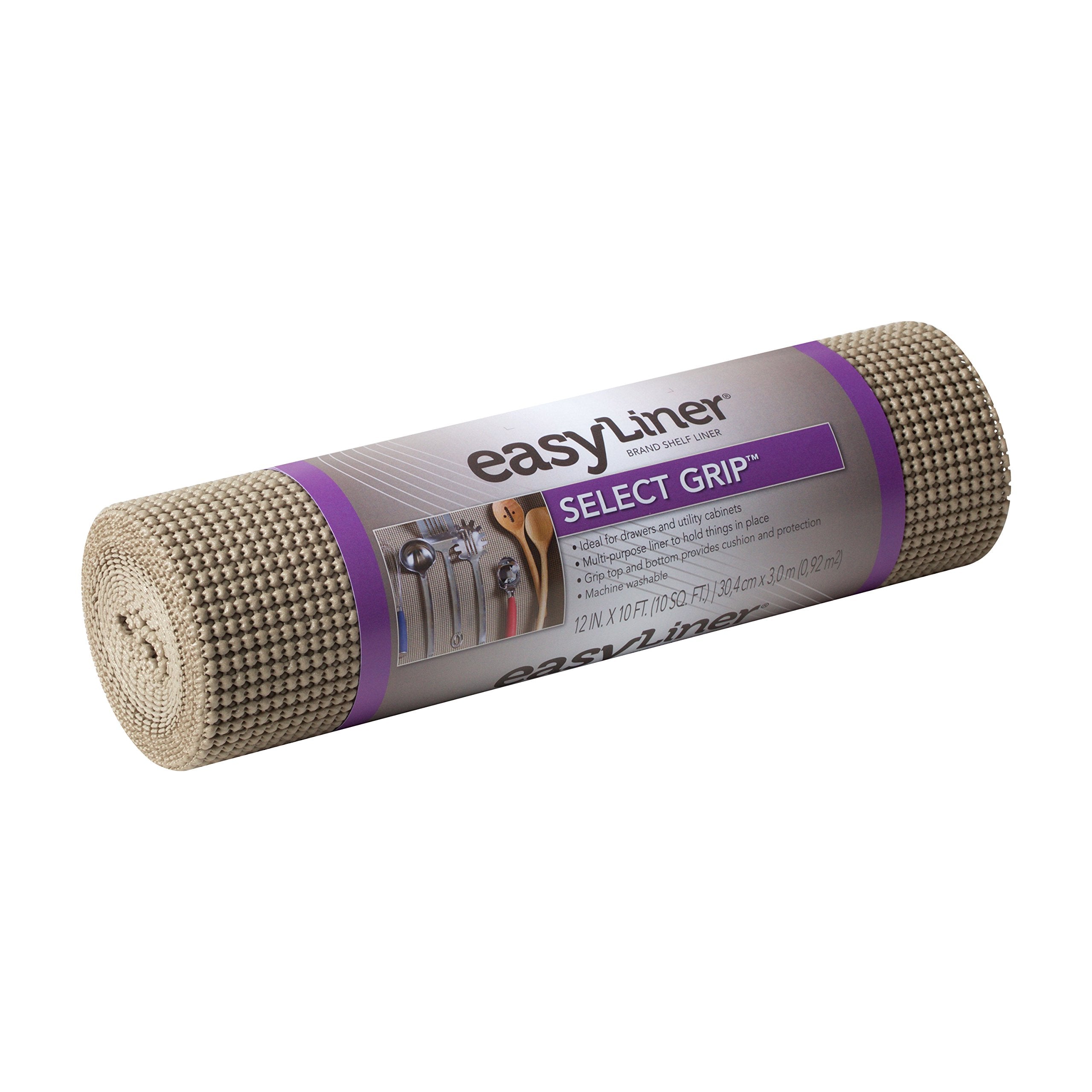 Duck Brand Select Grip EasyLiner Shelf and Drawer Liner, 12-Inch x 10-Feet, Non-Adhesive, Brownstone, 736411