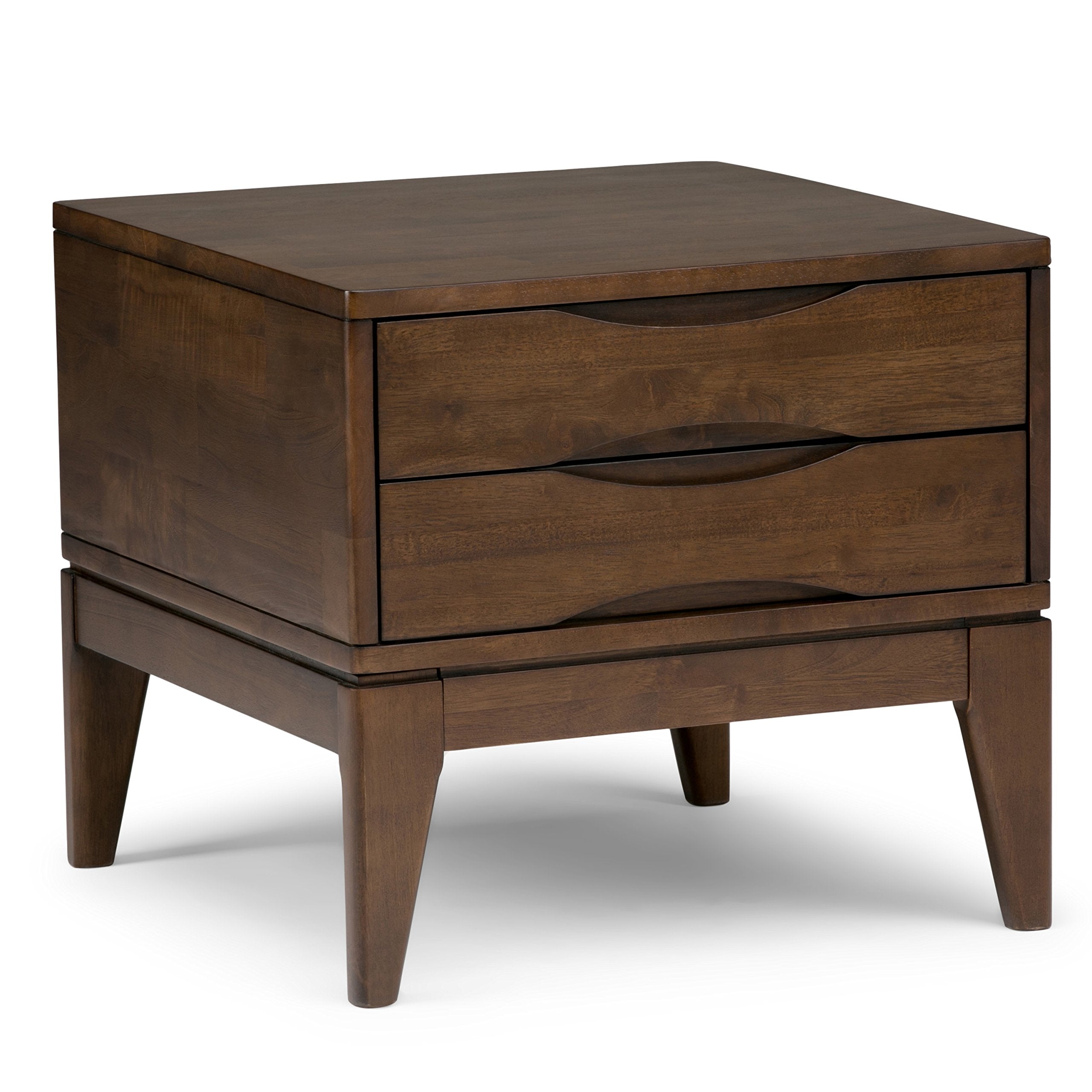 SIMPLIHOME Harper SOLID HARDWOOD 22 inch Wide Square Mid Century Modern End Side Table in Walnut Brown for the Living Room and B