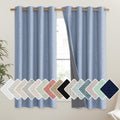 NICETOWN Stone Blue Vintage Linen 100% Blackout Curtains for Living Room, Thermal Insulated Curtains 45 Long, Noise Reducing Win