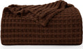 Utopia Bedding Cotton Waffle Blanket 300 GSM (Brown - 90x108 Inches) Soft Lightweight Breathable Bed Blanket King Size Layering 