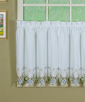 Todays Curtain Verona Reverse Embroidery Tier, 30, White/Blue