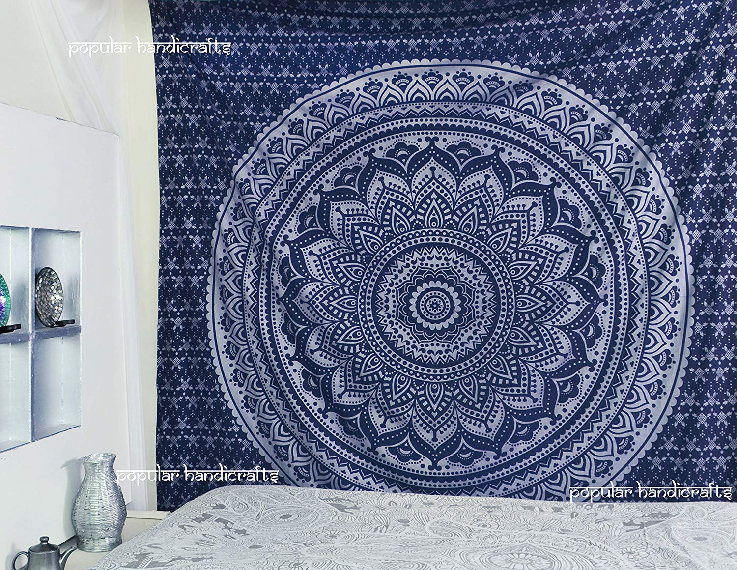 Popular Handicrafts Tapestry Wall Hanging Hippie Ombre Mandala Bohemian Hippy Intricate Indian Tapestries Bedspread 90 x 108 inc