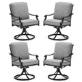 MELLCOM Patio Swivel Chair Set of 4, Heavy Duty Outdoor Dining Chairs with Thickened Cushions, Metal Patio Chairs Gentle Rocker 