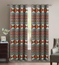 Utah Rustic Western Southwestern Native American Thermal Insulation Grommet Window Curtains Set in Turquoise Blue and Brown and 