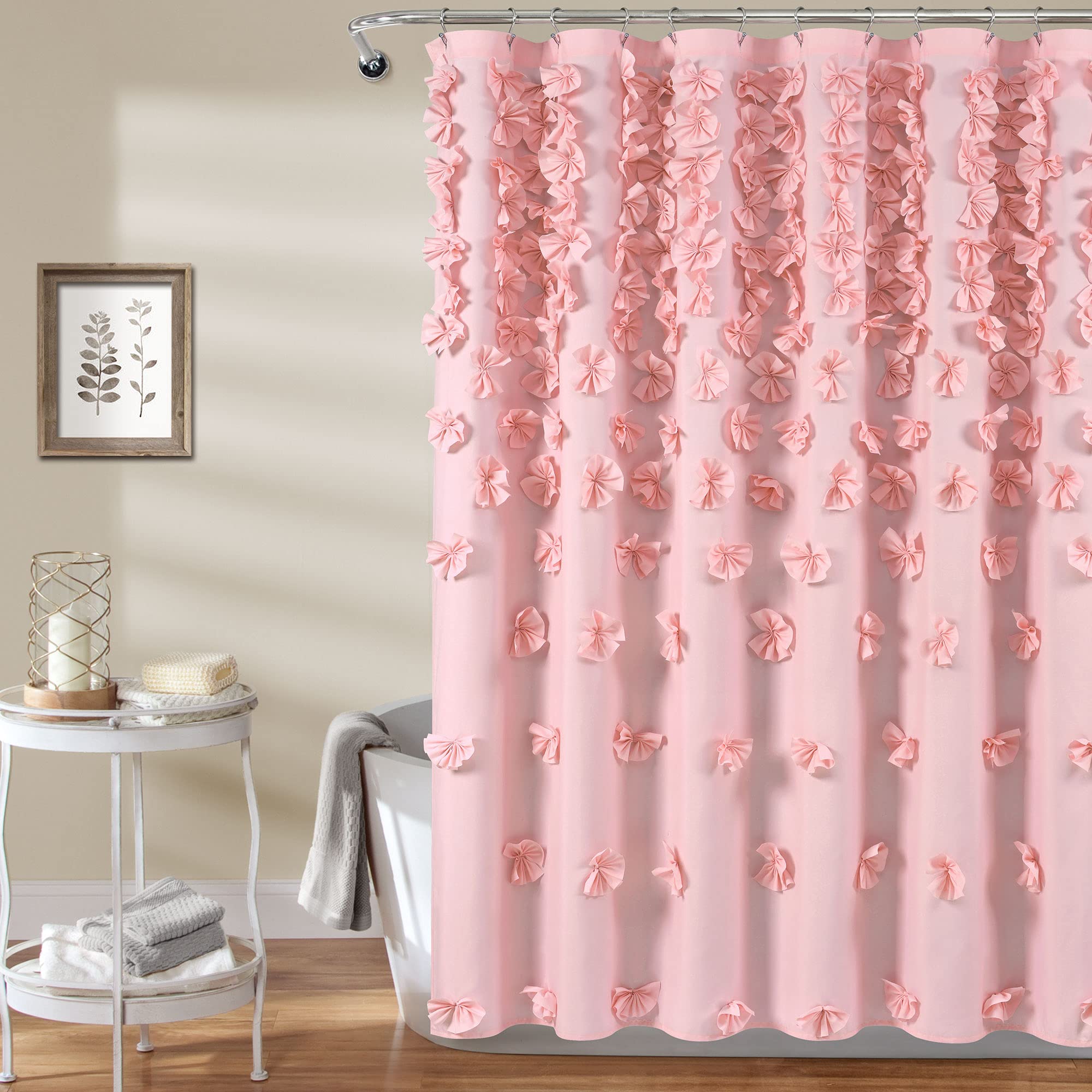 Lush Decor Riley Shower Curtain, 72 x 72, Pink