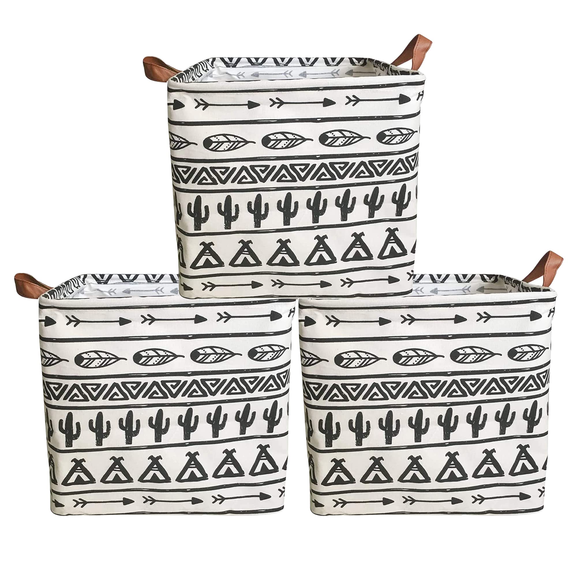 KRLIFCSL 3 Pieces 13 Inch Square Storage Bin, Fabric Folding Storage Baskets with Handles, Storage Organizer for kids Toy & Bab