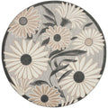 Nourison Aloha Outdoor Beige 53 x Round Area Rug, Easy Cleaning, Non Shedding, Bed Room, Living Room, Dining Room, Deck, Backya